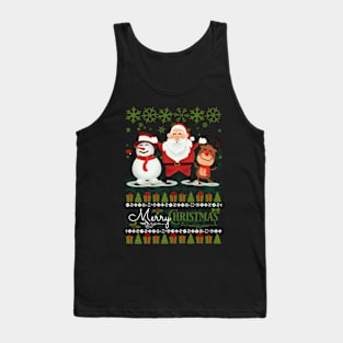 Snowman, Santa & Rudolph "Merry Christmas" Ugly Christmas Sweater Type Tank Top